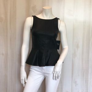 Zara Faux Leather Peplum Top | XS | NWT
